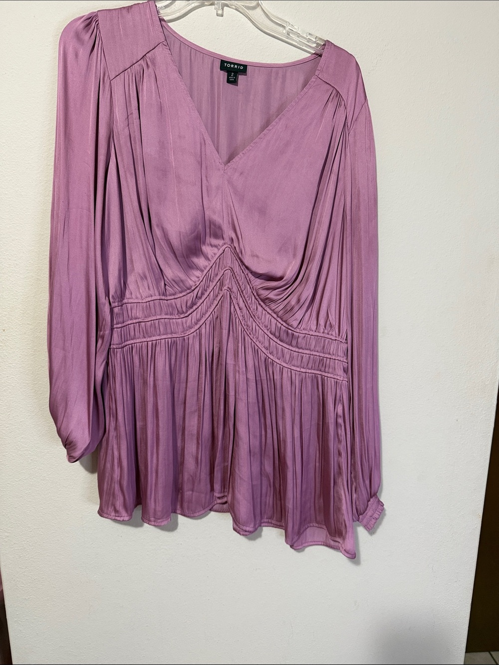 torrid Dusty Mauve V-Neck Long Sleeve Draped Tunic